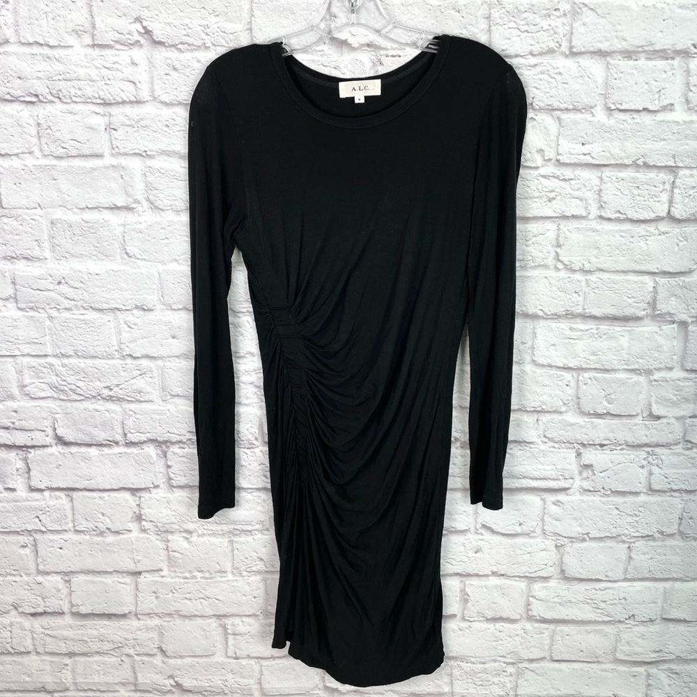 Flawed A.L.C. Black Jersey Long Sleeve Mini Dress Size M